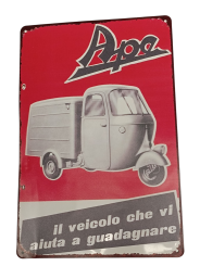 Blechschild 2D, Vintage Ape , Grau-Rot, 30x20cm 