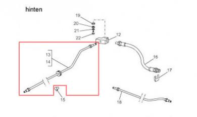 Bremsleitung Metall Ape TM 703 Lenkstange lang von vorne nach hinten 