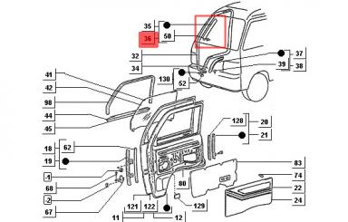 Spritzschutzgummi an Türe unten gegen Radlauf links Quargo Porter 