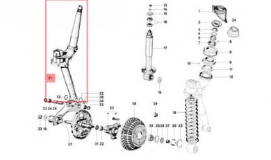 Steuerrohr Gabelrohr Lenkgabel oben für Ape Classic 400 , Bj. 2014 - 2017 