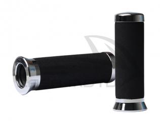 Griffe Moosgummi schwarz mit Chrom Endkappen für Ape 50, Ø 24mm , länge 130mm 
