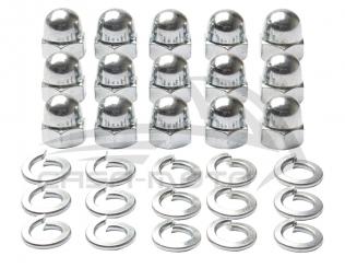 Hutmutternsatz M8, Glanzverzinkt inkl. Federring M8 Verzinkt 15 Stück