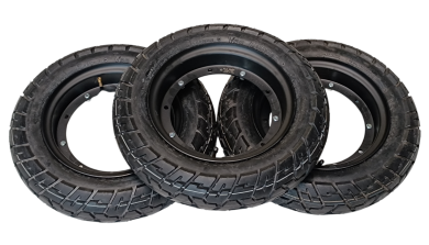 Kompletträdersatz für Ape 50  Bj. 1972 -2017, Schwarz matte Felgen inkl. Reifen 100/90-10 56J Vee Rubber VRM 133 