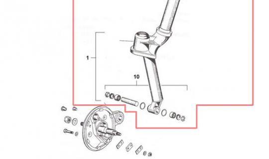 Lenksäule Lenkgabel vorne komplett Ape TM 703 Lenkstange 