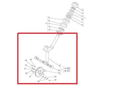 Gabel vorne komplett TM703V Lenkradmodell 