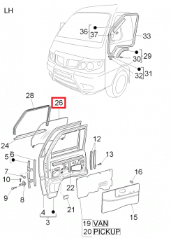 Seitenscheibe links Fahrerseite Quargo/Porter ZAPS90/ZAPS89 